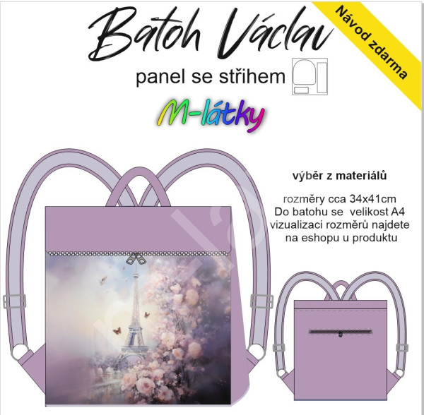 Panel se střihem -  Překlápěcí batoh Václav - vlčí máky (4)
