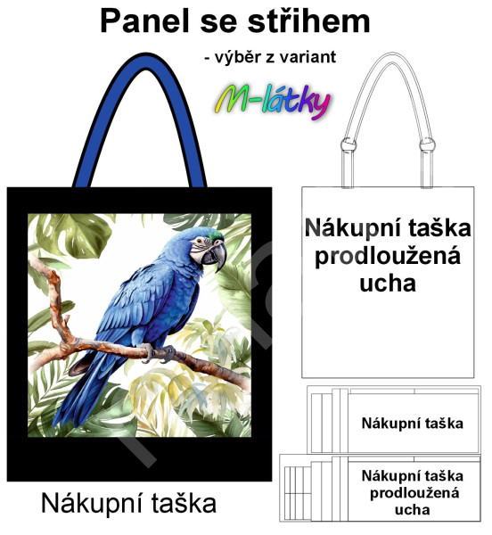 Panel k ušití  - nákupní taška/nákupní taška s prodluženými uchy - výběr z typu a materiálů  - (2)