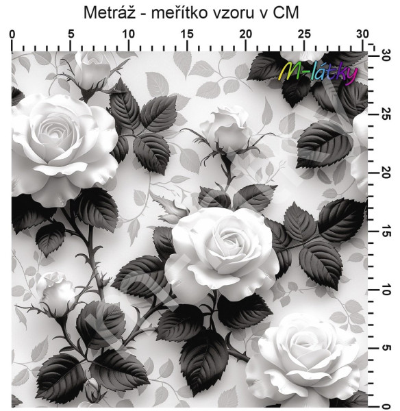 Vzor - Black & white růže (2)