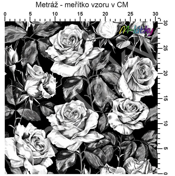 Vzor - Black & white růže (2)