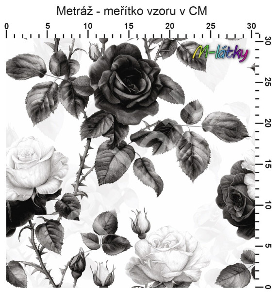 Vzor - Black & white růže (1)