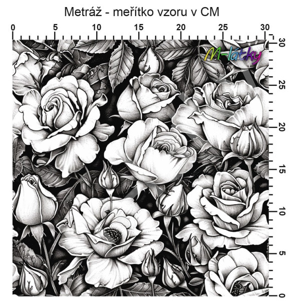 Vzor - Black & white růže (2)
