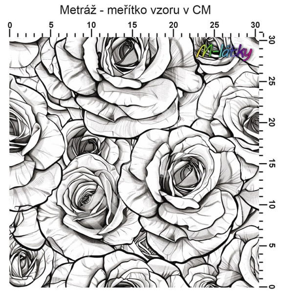 Vzor - Black & white růže (2)