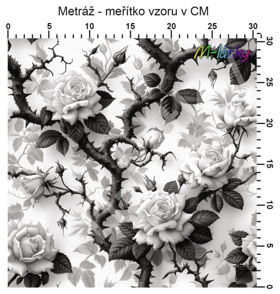 Vzor - Black & white růže (2)