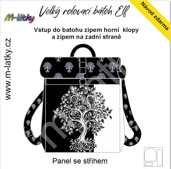 Panel se střihem - Velký rolovací batoh Elf - Plachetnice (Nautical) (3)
