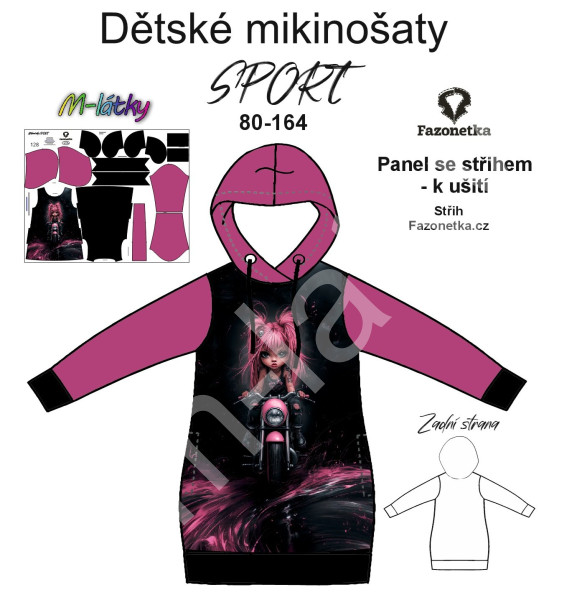 F - Panel k ušití  - dětské mikinošaty SPORT 80 -164  (střih Fazonetka) - tenisky (3)
