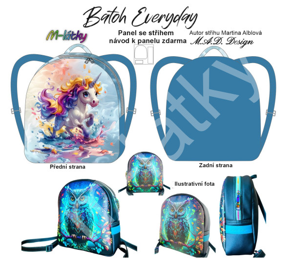 D - Panel k ušití - batůžek  Everyday + bonusový panel 30x30 cm - střih Martina Alblová - tučňák (4)