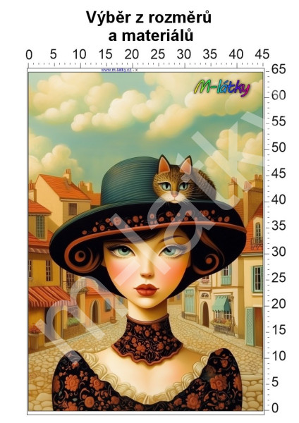 Panel  - výběr z rozměrů - Dívka s kočkou (1)