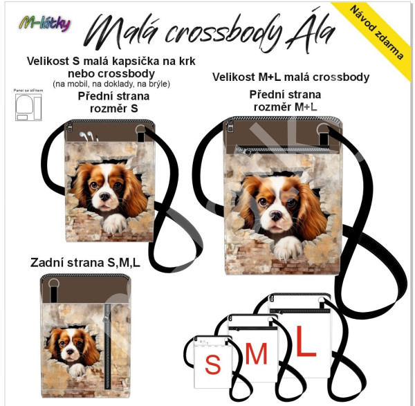 Panel - Taštička Ála (obal na mobil) - Kavalír King Charles španěl (3)