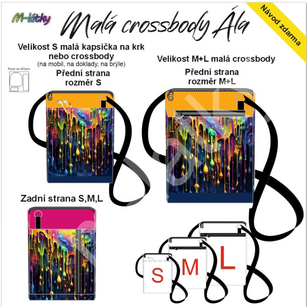 Panel - Taštička Ála (obal na mobil) - barevné kapky (3)