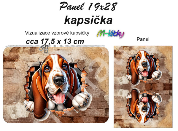 Panel k ušití - kapsička k nákupní tašce/kosmetická taštička - Akita Inu (1)