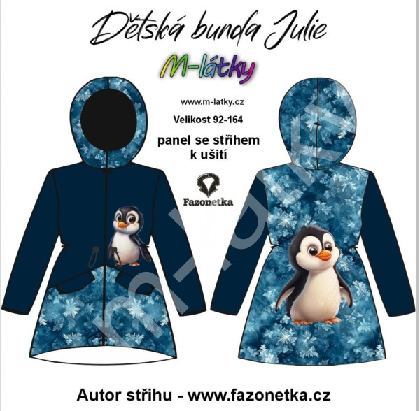 F - Panel dětská bunda Julie – Dívka s kočkou   - s tímto velkým obrázkem není vhodné šít do bundy stahovací tunýlek (2)