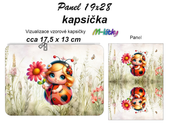 Panel k ušití - kapsička k nákupní tašce/kosmetická taštička - Zebra (1)