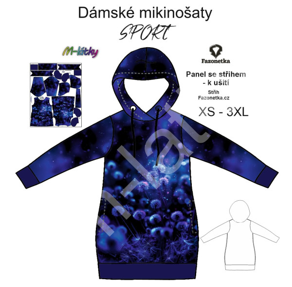 F - Panel k ušití  - dámské mikinošaty SPORT XS - XXXL (střih Fazonetka) - Zimní domečky (3)