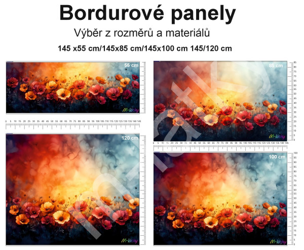 Panel bordura  -  šíře x 55/85/110/120 cm - pampelišky (1)