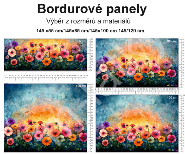 Panel bordura  -  šíře x 55/85/110/120 cm - vlčí máky (1)