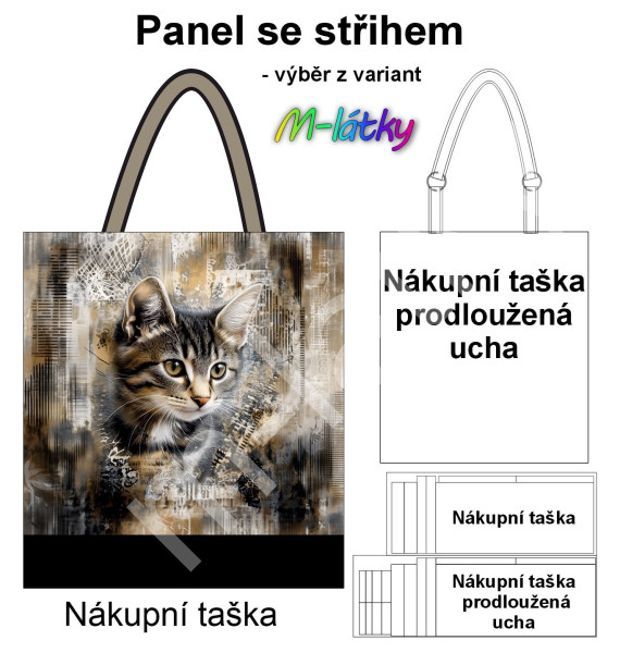 Panel k ušití  - nákupní taška/nákupní taška s prodluženými uchy - zebra (3)