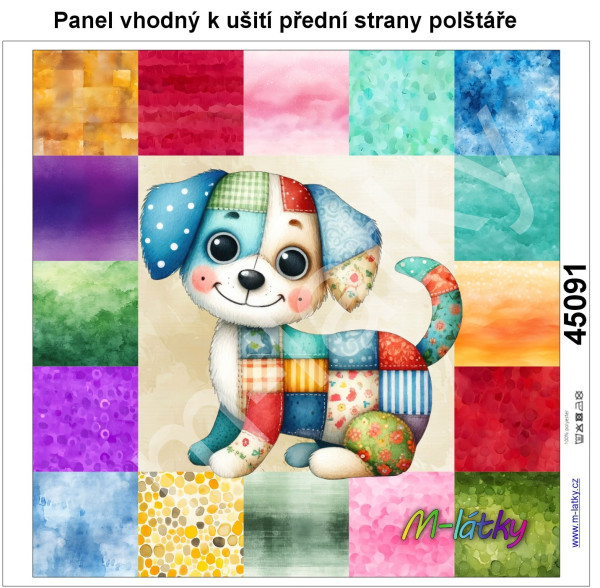 Panel k ušití  - dekorativní polštář - Patchworková zvířátka - kočka (1)