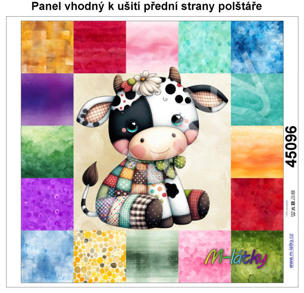 Panel k ušití  - dekorativní polštář - Patchworková zvířátka - medvěd (1)