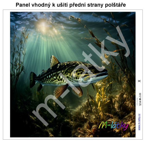 Panel k ušití  - dekorativní polštář - modré a béžové máky (1)