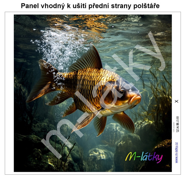 Panel k ušití  - dekorativní polštář - modré a béžové máky (1)