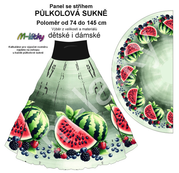 Panel - půlkolová sukně  výběr z poloměru od 74  do 145 cm - koně (1)