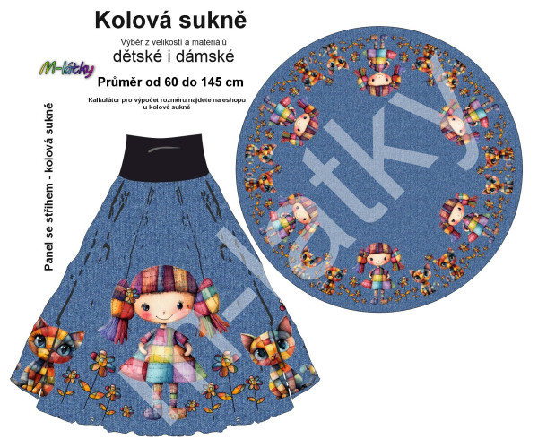 Panel - kolová sukně  výběr z průměru  od 60 do 145 cm - meloun (1)