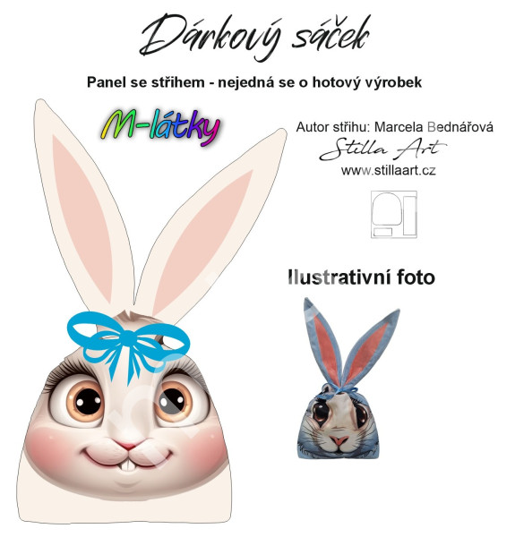 B Panel k ušití - Dárkový sáček -velikonoční zajíc (2)