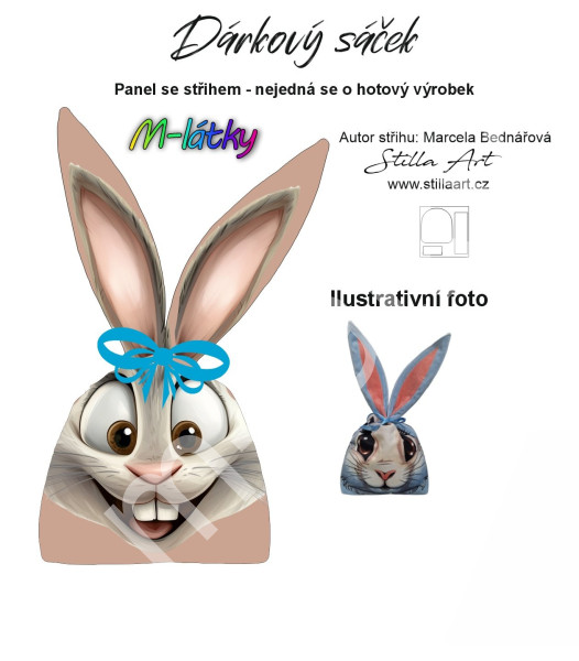 B Panel k ušití - Dárkový sáček -velikonoční zajíc (2)