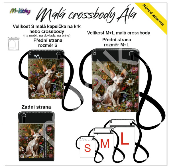 Panel - Malá crossbody Ála - výběr z rozměrů - holčička s beruškou (1)
