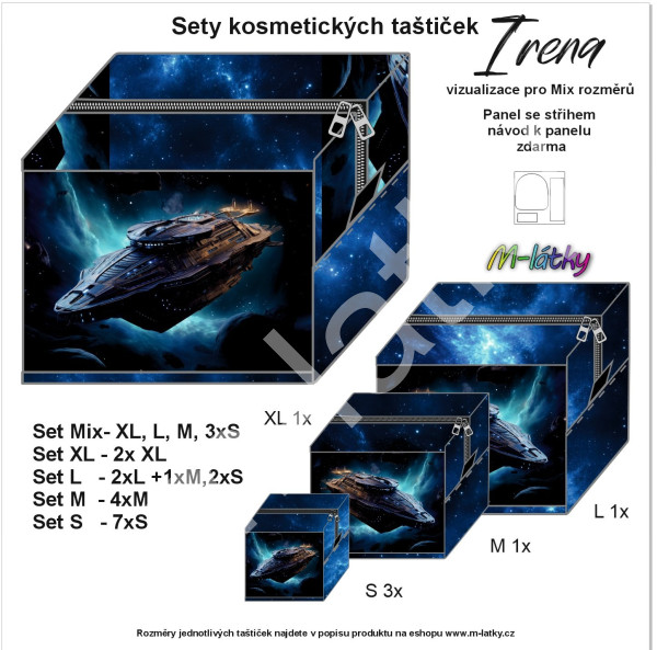 Panel k ušití - Set Irena  výběr z variant - vesmírná loď (3)