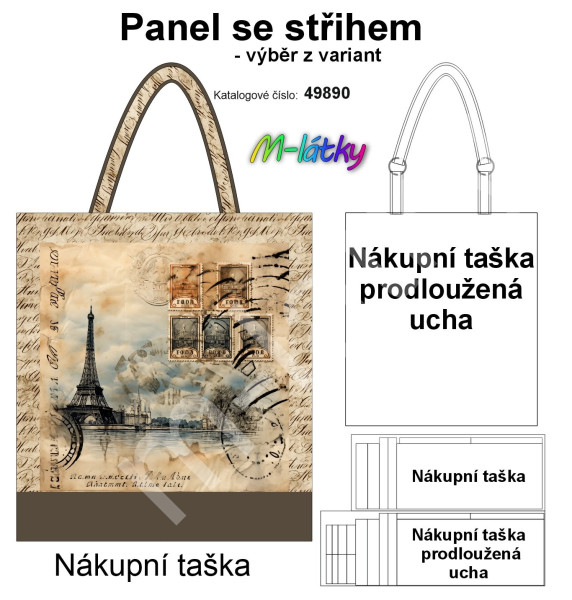 Panel k ušití  - nákupní taška/nákupní taška s prodluženými uchy - barevná mandala (1)
