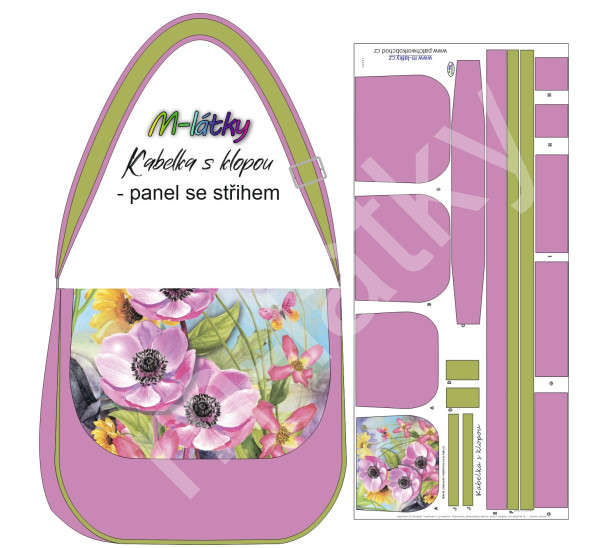 Panel k ušití - kabelka s klopou Věra- Anemone (11)