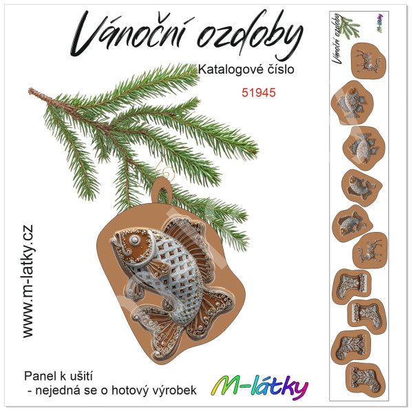 Panel vánoční ozdoby -  vánoční perníčky hvězdy 2x6 ks (1)