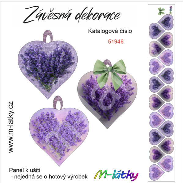 Panel dekorace levandulová srdíčka 2x9 ks (1)