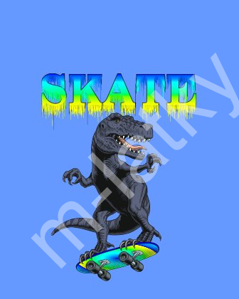 Panel  49 x60 cm  - T Rex (dino)  - skate (1)