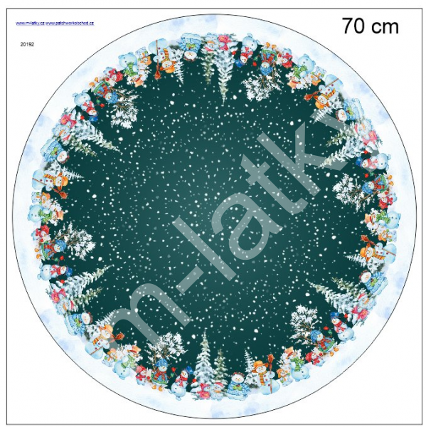 Podložka  pod stromeček / ubrus - vánoční -sněhuláci - průměr cca 70cm (1)