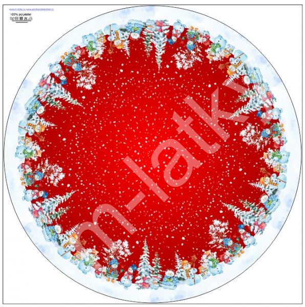 Podložka pod stromeček / ubrus  - vánoční - sněhuláci - průměr cca 78 cm (1)