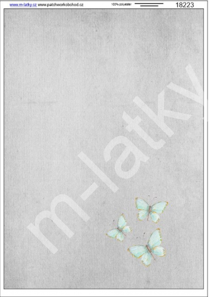 Panel o rozměru 25x35 cm - vhodný na ušití peněženky - mentoloví motýli (1)