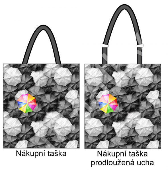Panel k ušití  - nákupní taška/nákupní taška s prodluženými uchy - výběr z variant  - deštníky (1)