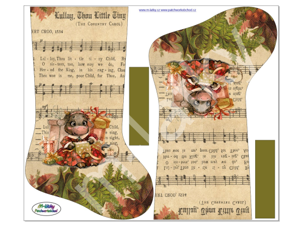 Panel k ušití - Vánoční (mikulášská) punčocha - kotě (1)