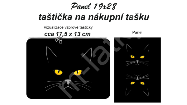Panel - kapsička na nákupní tašku/kosmetická taštička - kočka - fluo barvy (1)