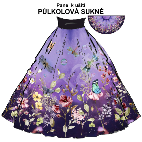 Panel - půlkolová sukně  výběr z poloměru od 74  do 145 cm - noviny (15)