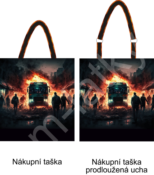 Panel k ušití  - nákupní taška/nákupní taška s prodluženými uchy - výběr z typu a materiálů  - Temná říše divů (3)