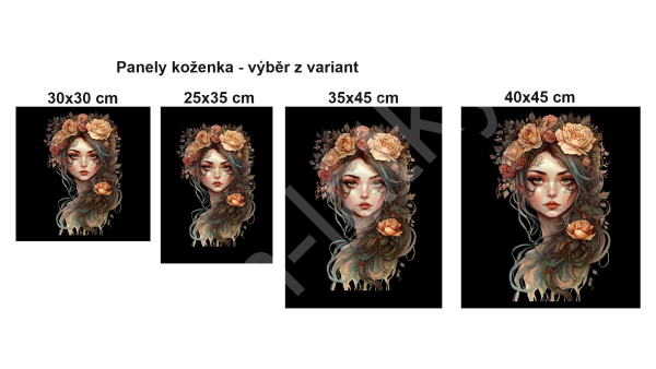 OB - Koženkový panel -  dívka s květy - boho styl (1)