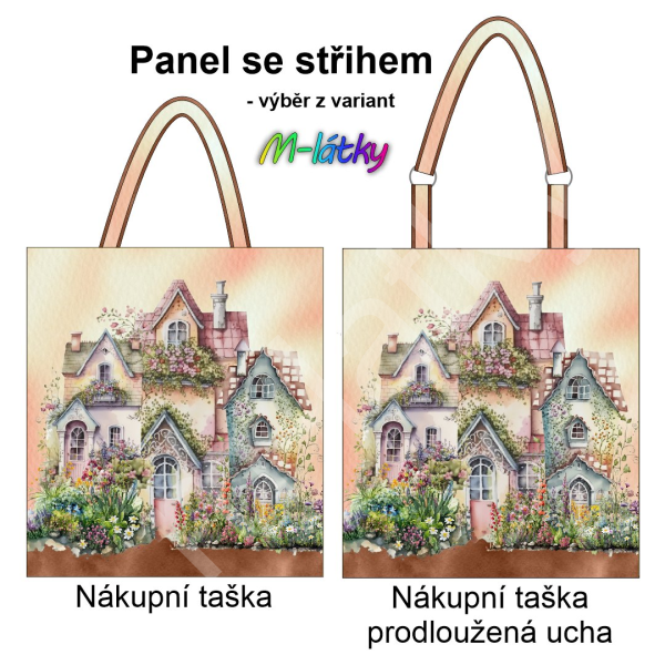 Panel k ušití  - nákupní taška/nákupní taška s prodluženými uchy - výběr z typu a materiálů  - růže (3)