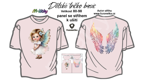 F - Panel se střihem k ušití - Tričko dětské Basic 80-98- Andělka (2)