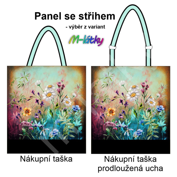 Panel k ušití  - nákupní taška/nákupní taška s prodluženými uchy - výběr z typu a materiálů  - růže (2)