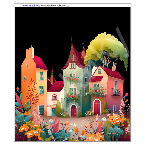 Panel  35-39 x 45 cm (více v popisu produktu) - domečky (1)