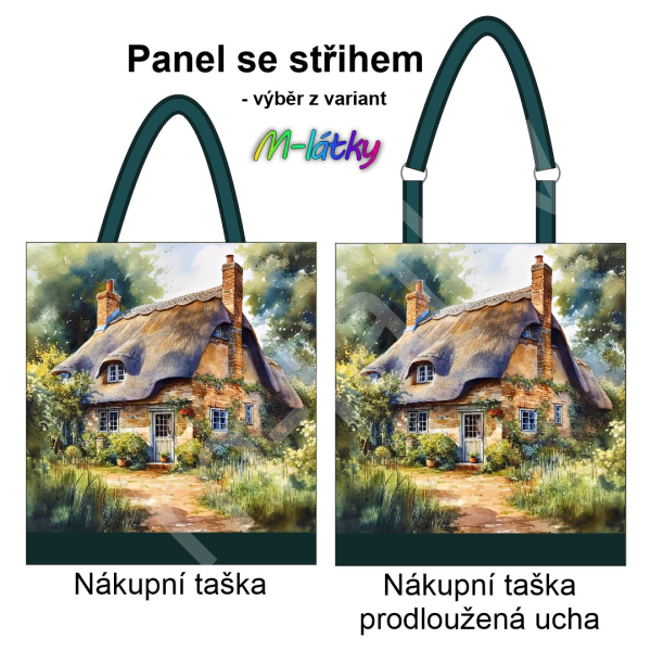 Panel k ušití  - nákupní taška/nákupní taška s prodluženými uchy - výběr z typu a materiálů  - luční květy (2)